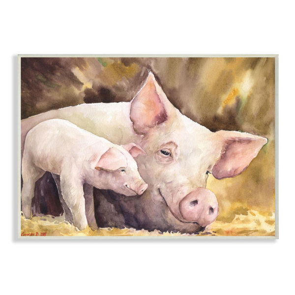Isabelle Max Sikorski Baby Pig Family Watercolor Painting Kids