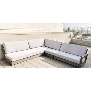 Go to store & view more images Renner Weathered 4 Piece Teak Sunbrella Sectional Set with Cushions by Orren Ellis