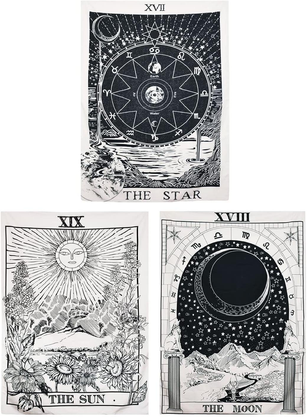 Tarot Tapestry Wall Hanging Magical Moon Sun star Bedspread Large Tapestries pov 