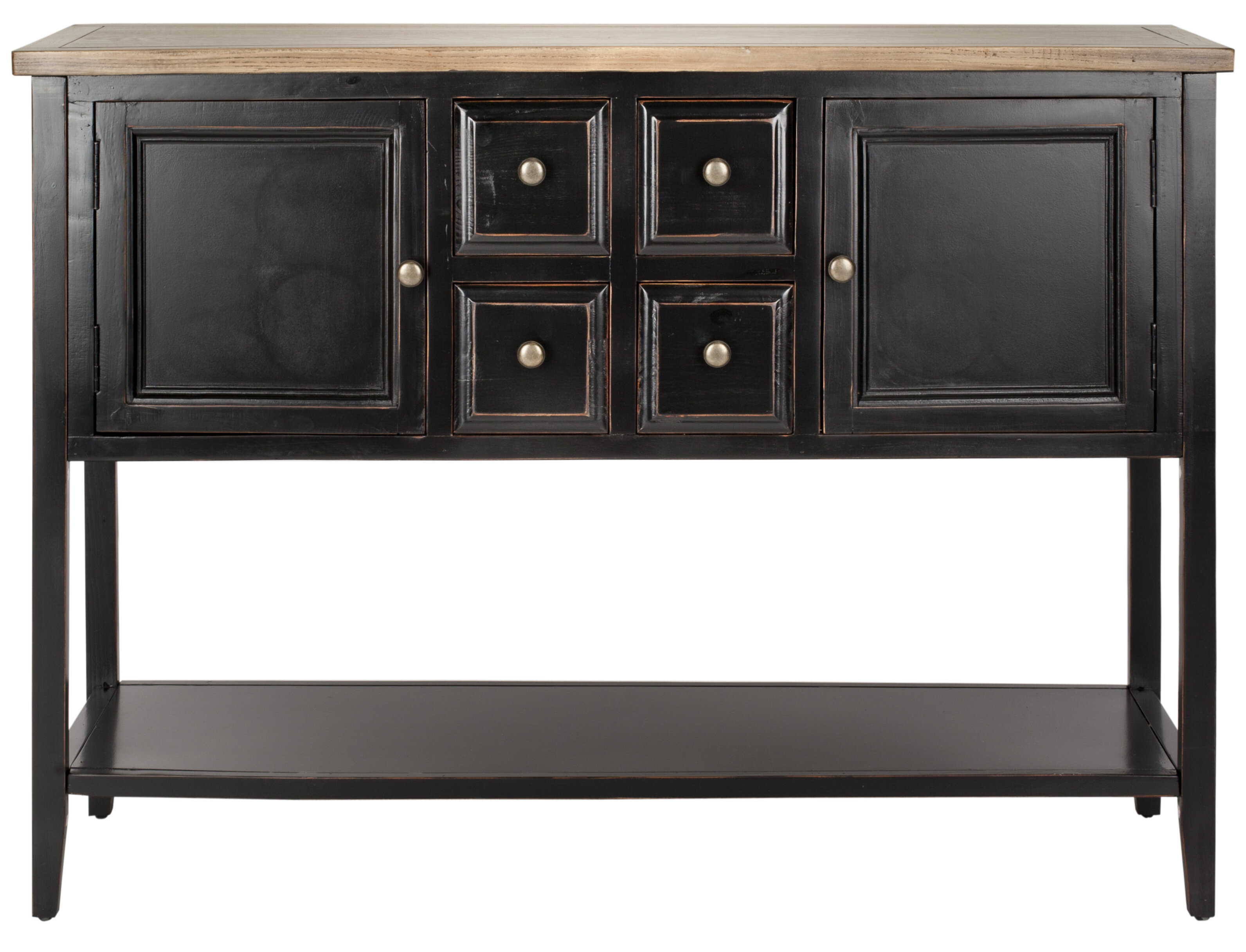 en.casa Modern console table 2 drawer wood look MDF steel legs /80x40x45 cm white 