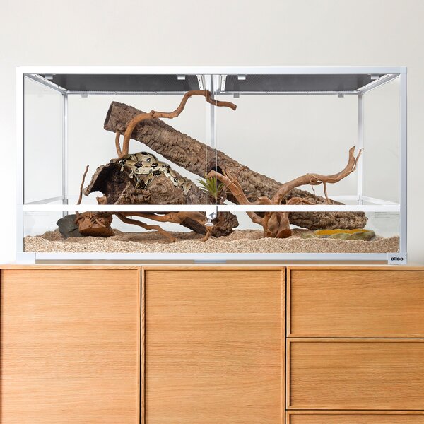 Double Warehouse Clear Reptile Breeding Box,Small Acrylic Terrarium Full View Visually with Sliding Design Feeding Box for Reptile 