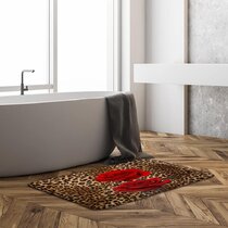 Vandarllin Wild Animal Leopard Printed 3 Piece Plush Bathroom Rugs Set-Non Slip Water Absorbent Shower Bath Mats U-Shape Contoured Toilet Mat Lid Cover 18''x30''+14''x18''+15''x18'' Brown