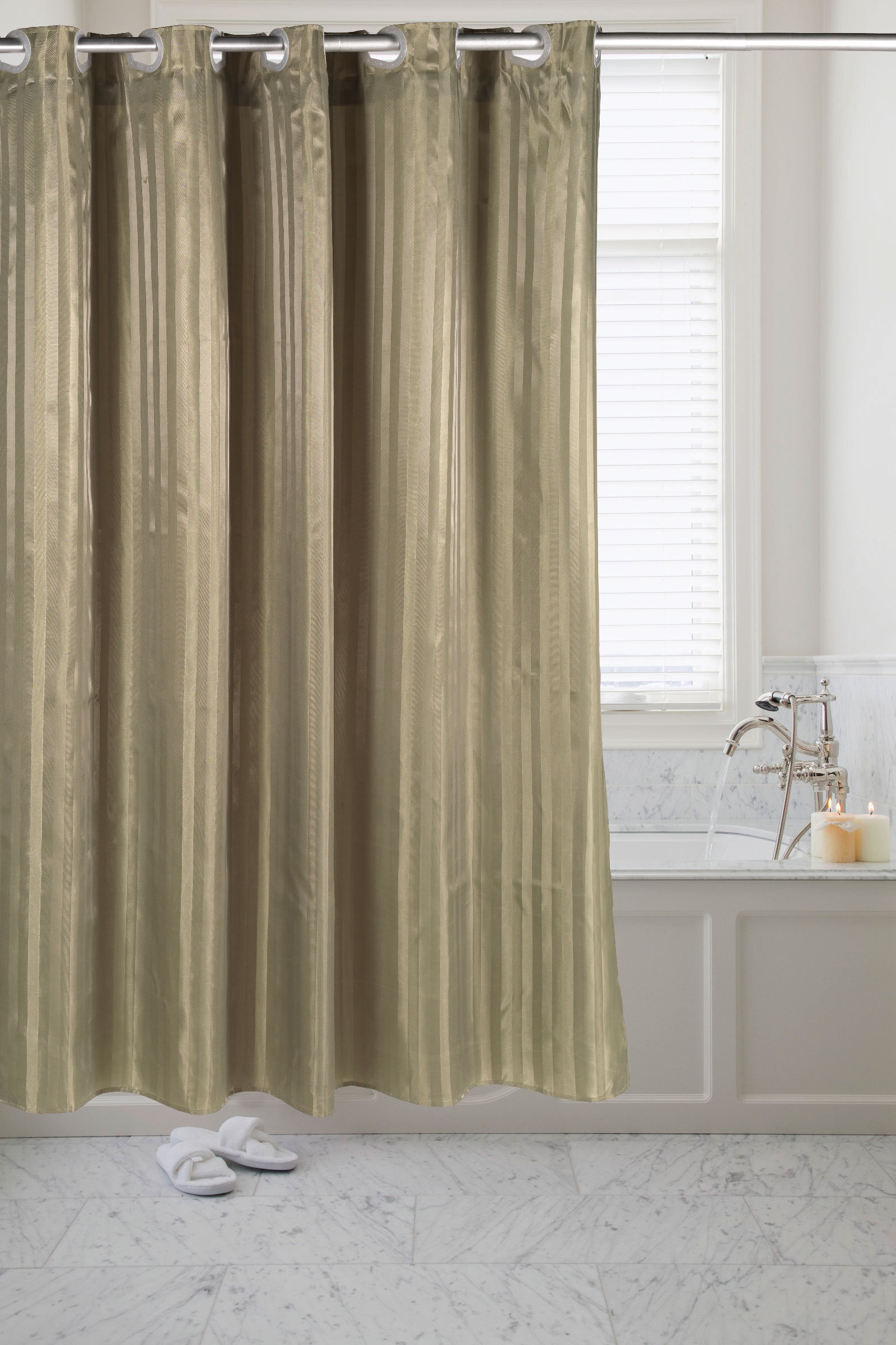 Ben And Jonah Pre Hooked Satin Stripe Single Shower Curtain Wayfair