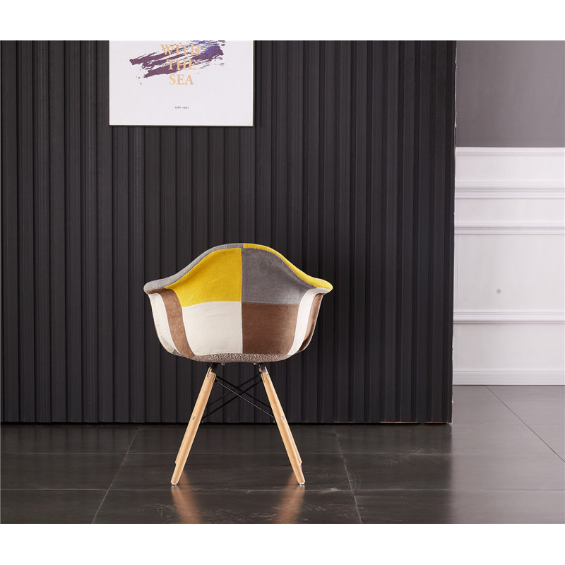George Oliver Roberson Upholstered Arm Chair In Yellow Brown White Wayfair