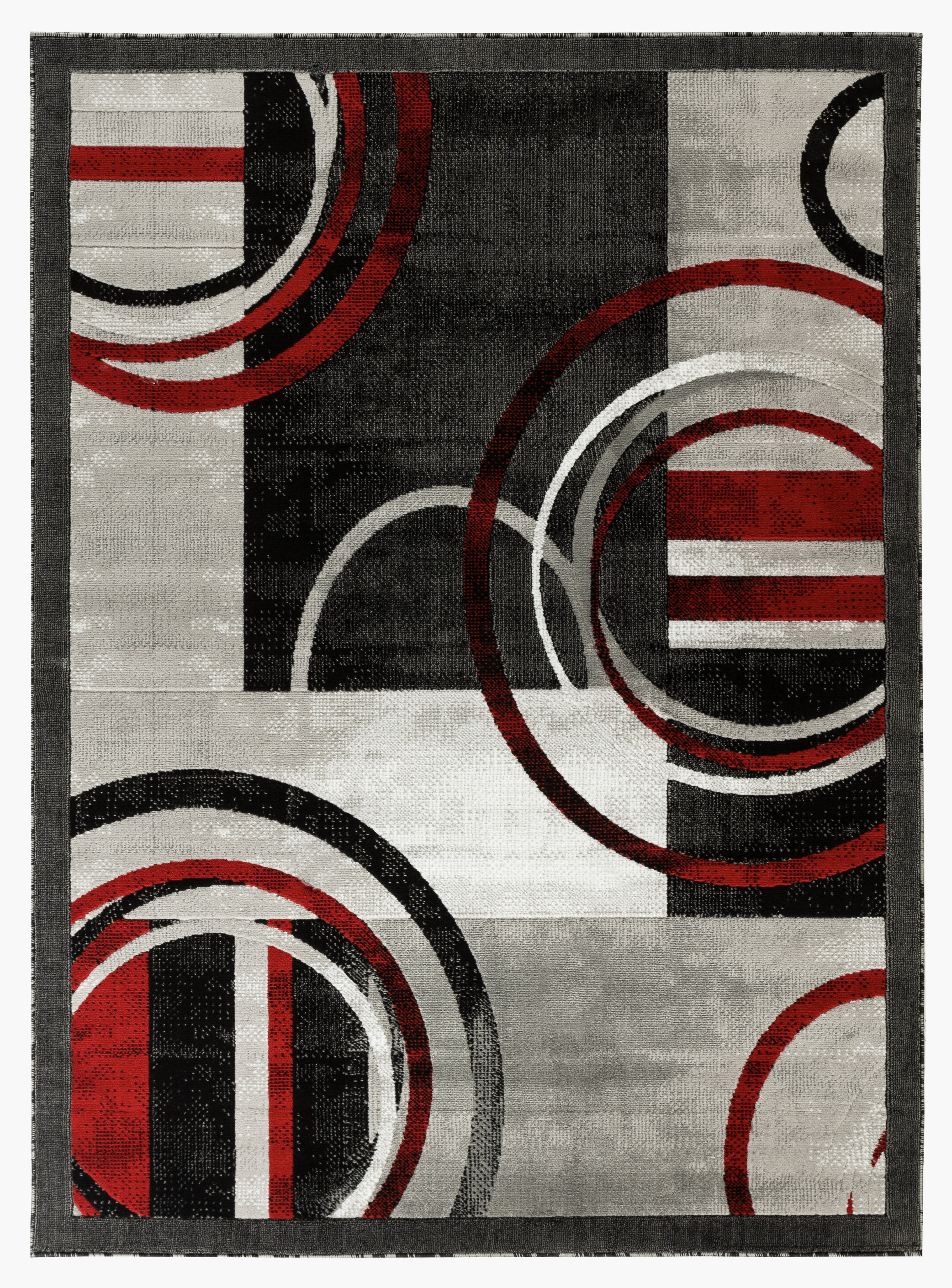 Orren Ellis Delana New Modern Gray Red Black Area Rug Reviews Orren Ellis Delana New Modern Gray Red