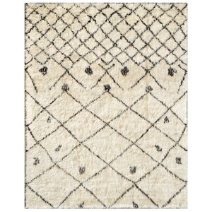 Moroccan Hand-Knotted Ivory Area Rug