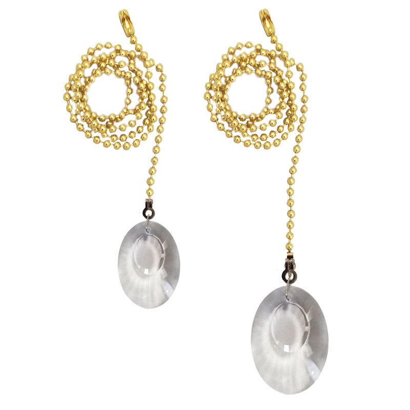 Royaldesigns Oval Shaped Crystal Faceted Ceiling Fan Pull Chains