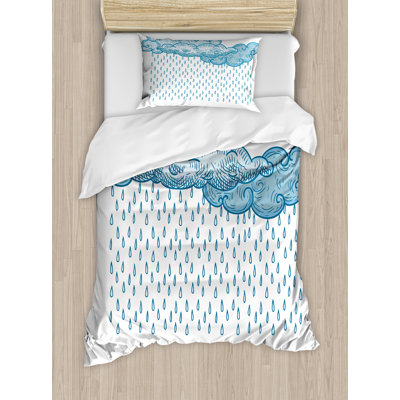 Ambesonne Farmhouse Funk Style Cute Cloud Forms Made With Spiral Farmhouse Funk Style Cute Cloud Forms Made With Spiral Lines Twister Cyclone Drawing Print Duvet Set