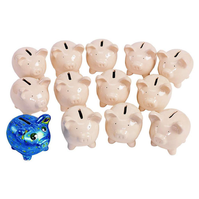 Decorate Your Own Piggy Bank, Kit Of 12 Piggy Banks, Craft For Kids,  Ceramic Piggy Bank With Rubber Stopper, Craft Project, Kids Crafts, Create  A ...