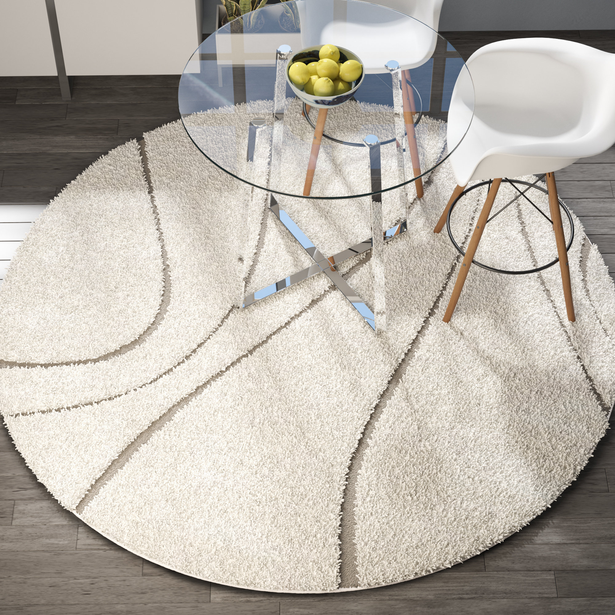 Wrought Studio Allysa Abstract Shag Area Rug in Cream/ Beige & Reviews