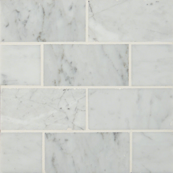 Msi 3 X 6 Polished Marble Subway Tile In Carrara White Reviews Wayfair