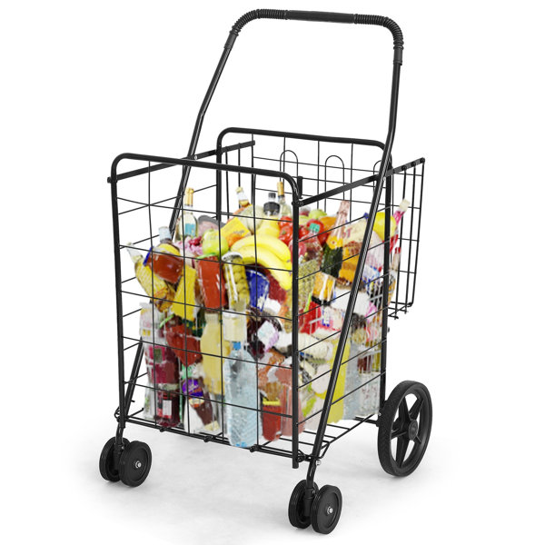 easy wheels collapsible steel shopping cart
