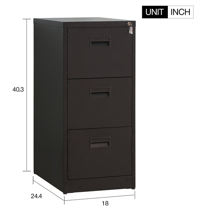 Winston Porter Mytsyk 3 Drawer Metal Lateral Filing Cabinet