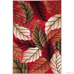Landry Abstract Dynamix Leaves Designed Red Area Rug