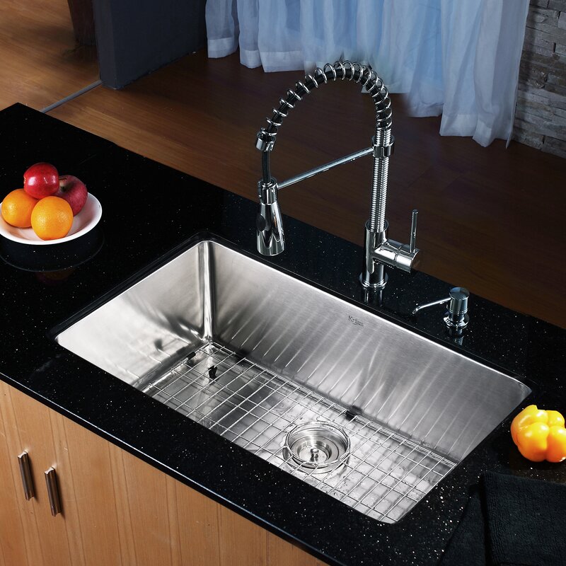 30 L X 18 W Undermount Kitchen Sink With Faucet And Soap Dispenser