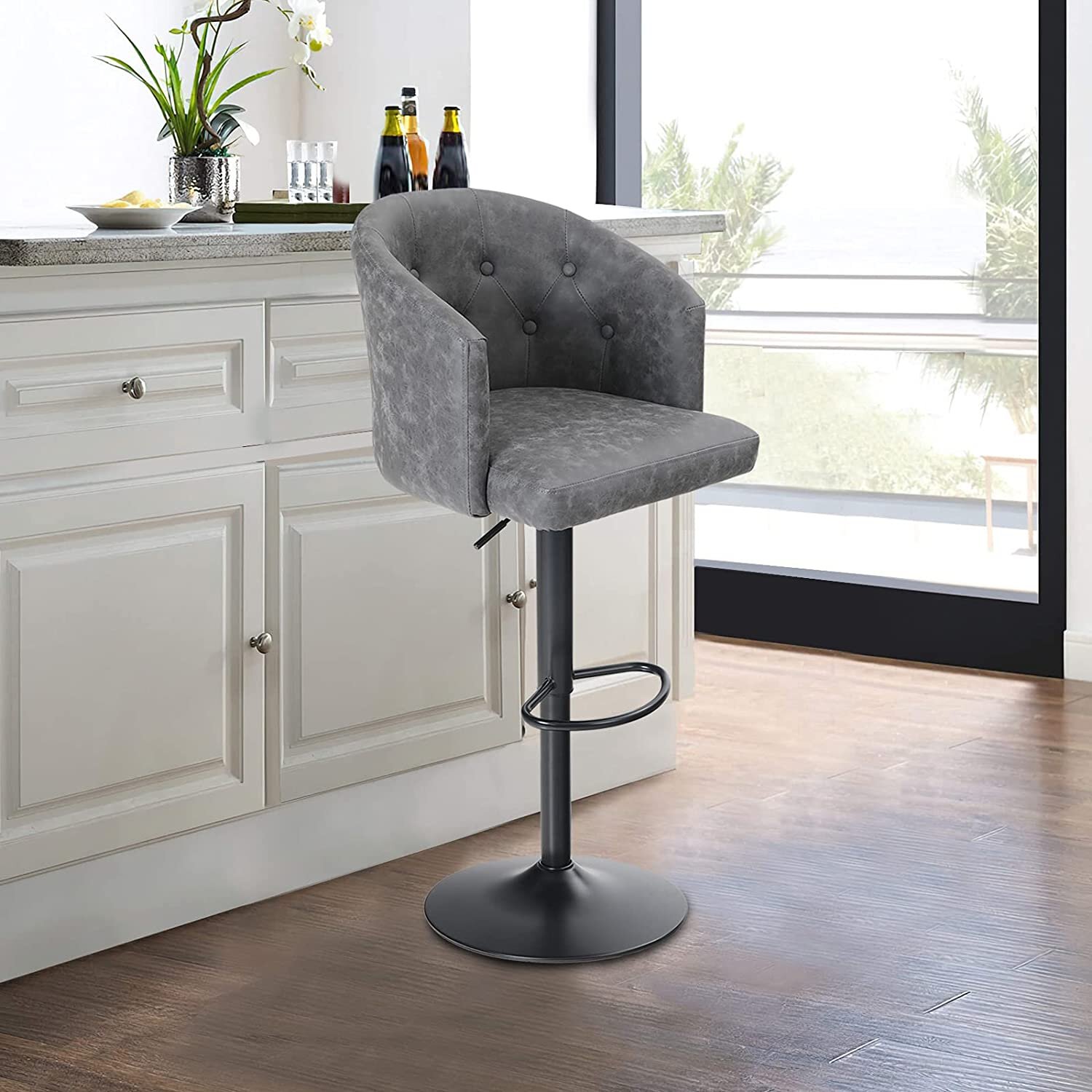 Bar Stools Leather Chairs Breakfast Chairs Swivel Gas Lift Kitchen Cushioned New 