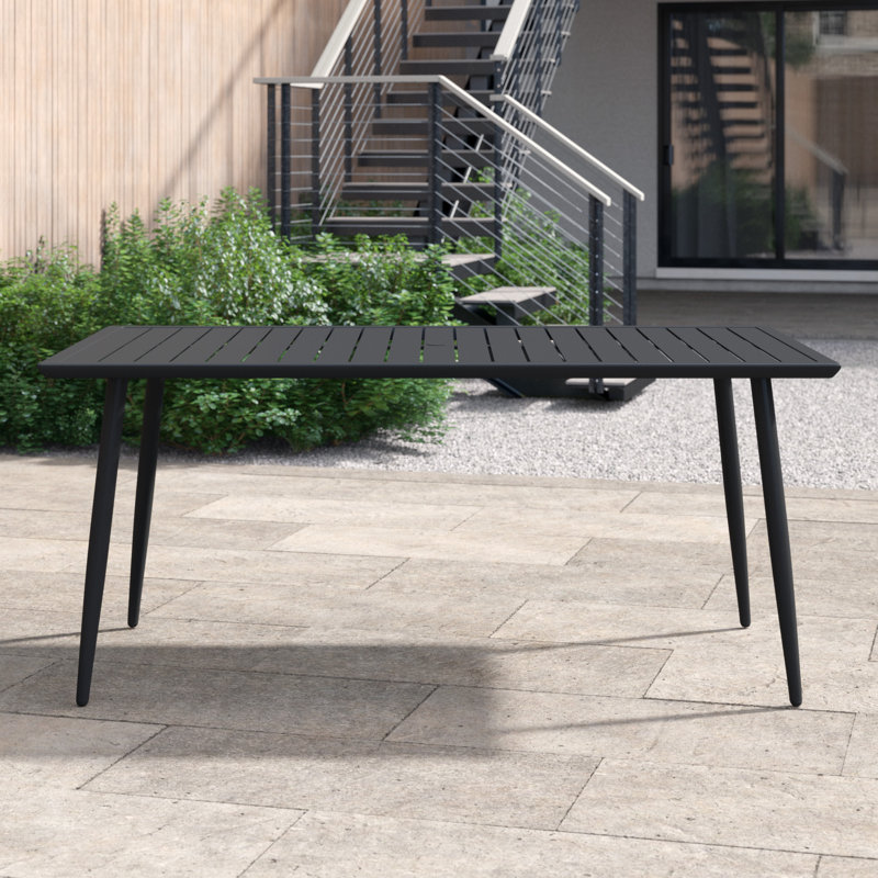 black aluminum dining table