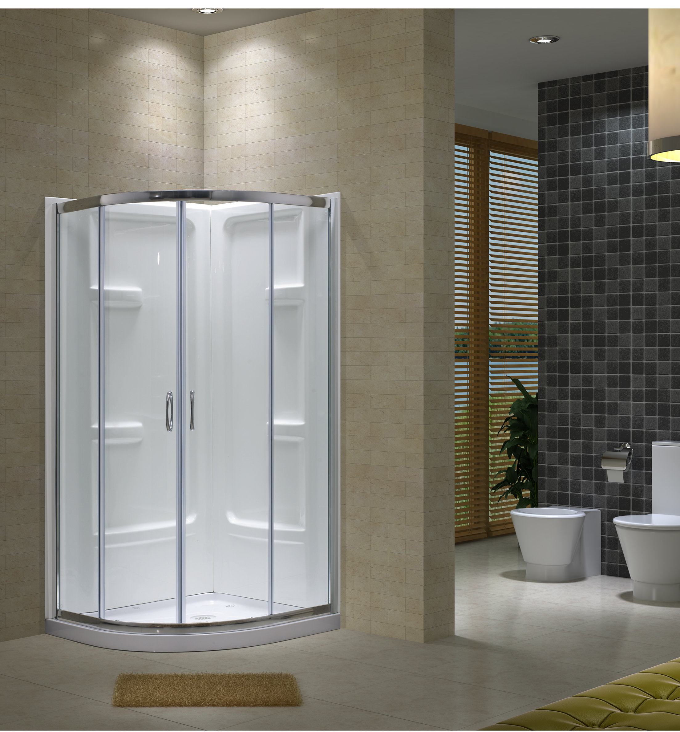 Jade Bath Aspen 38" x 73" Round Sliding Shower Enclosure with Base