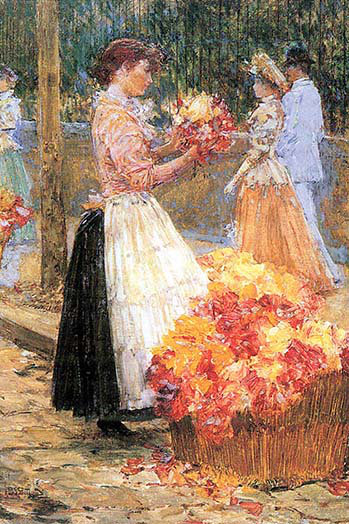 Buyenlarge Woman Sells Flowers By Frederick Childe Hassam