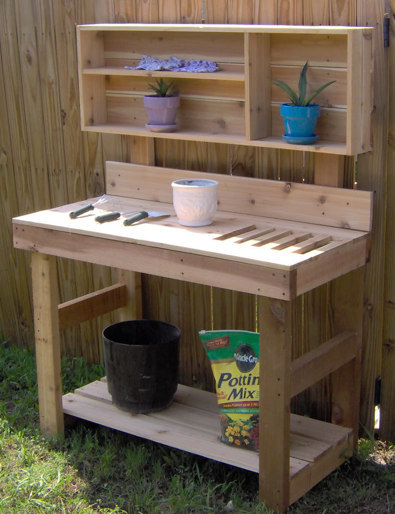 red cedar potting bench on Arlmont Co Migrati Ultimate Cedar Potting Bench Wayfair