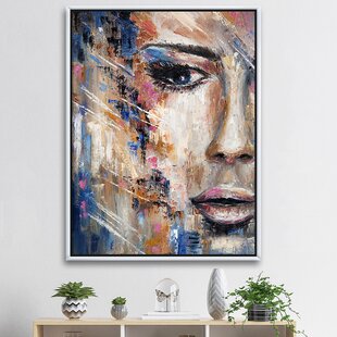 art painting  print pop abstract woman Girl large  face 32"x 20" canvas poster 