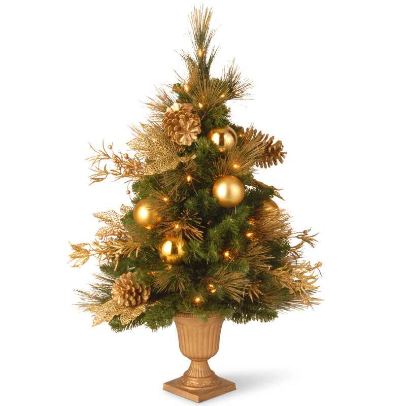 Elegant Entrance 3 Green Pine Artificial Christmas Tree With 50 Clear White Lights Reviews Joss Main
