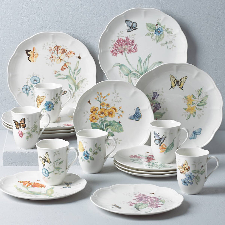 Beautiful set of Blue-Gray Lenox Butterfly Meadow mugs.