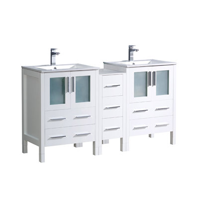 Torino 60 Double Bathroom Vanity Set Fresca Base Finish White