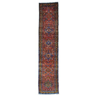 3 X 14 Runner Wayfair One Of A Kind Hand Knotted Runner 3 1 X 14 6 Wool Red Blue Area Rug
