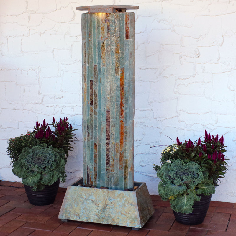 Wildon Home Natural Stone Floor Water Fountain With Light