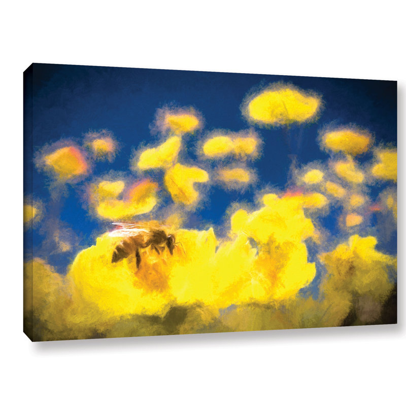 August Grove Honey Bee Mountain Daisy Study 1 Painting Print On