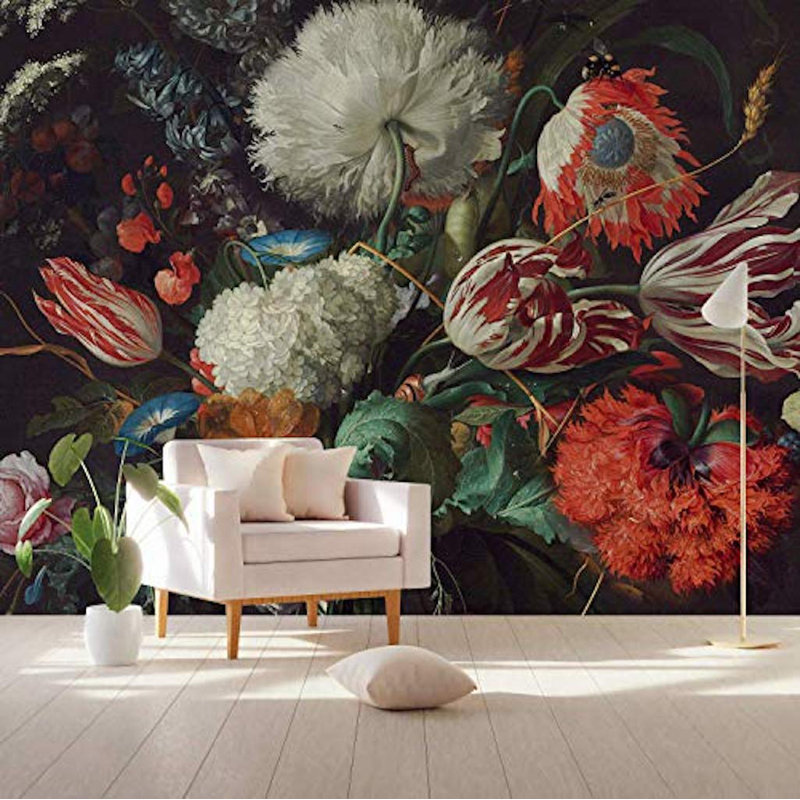 Ebern Designs Spero Tulip Flower Floral Textile Texture Wall Mural