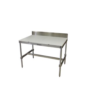 Aluminum I Frame Prep Table with Back Splash and Poly Top
