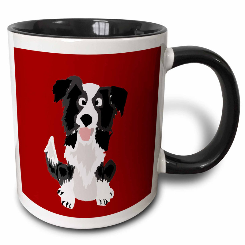 Zoomie Kids Branum Funny Border Collie Puppy Dog Art Coffee Mug Wayfair