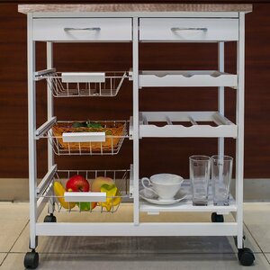 Kitchen Cart with Wood Top