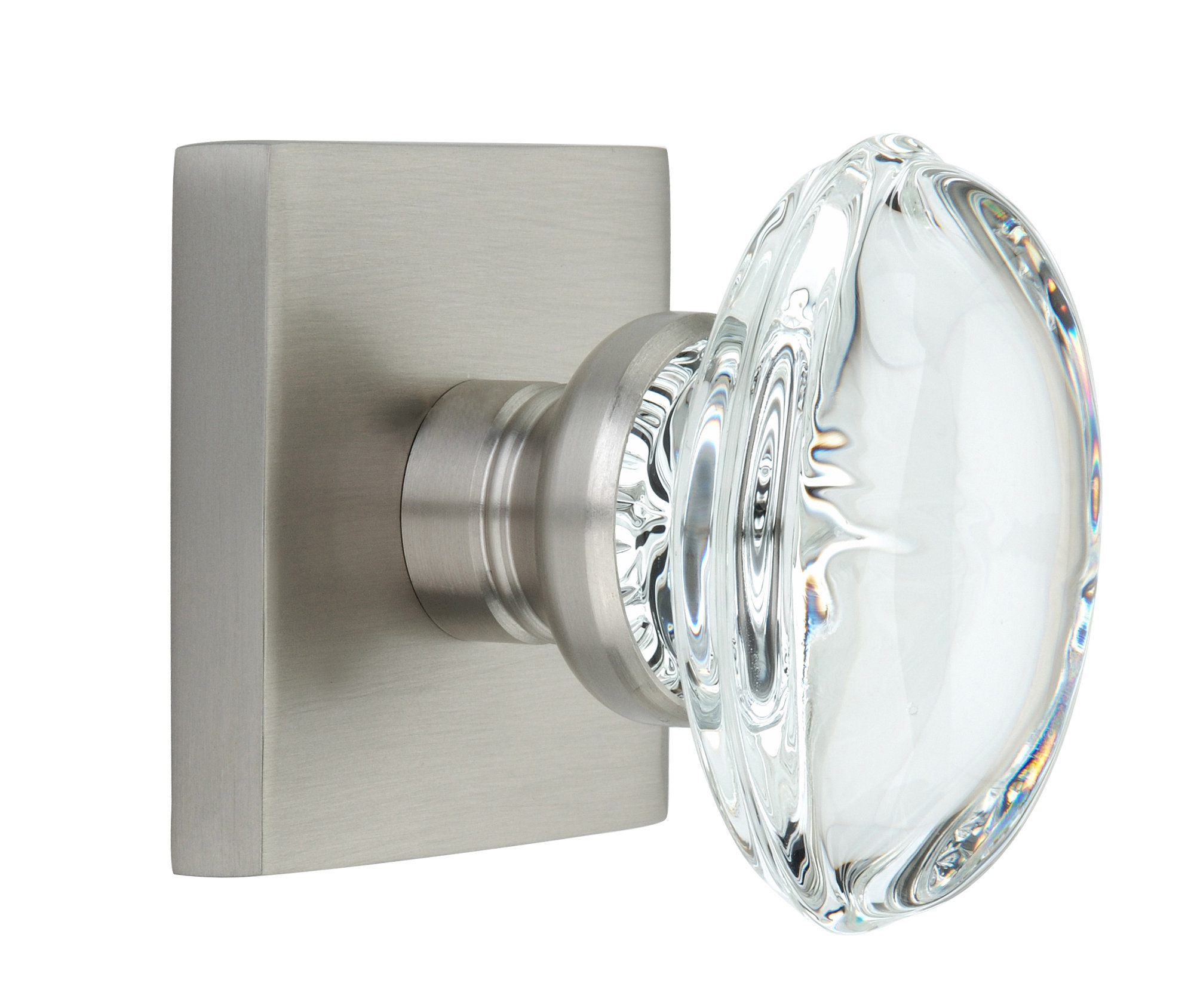 Knoxxhardware Oval Crystal Double Dummy Door Knob With Square