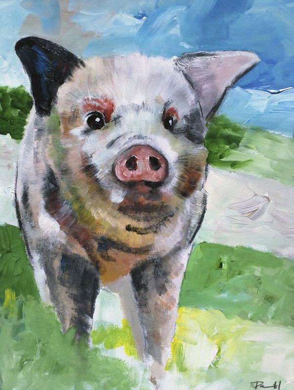 Buy Art For Less Pig By Sean Parnell Painting Print On Canvas