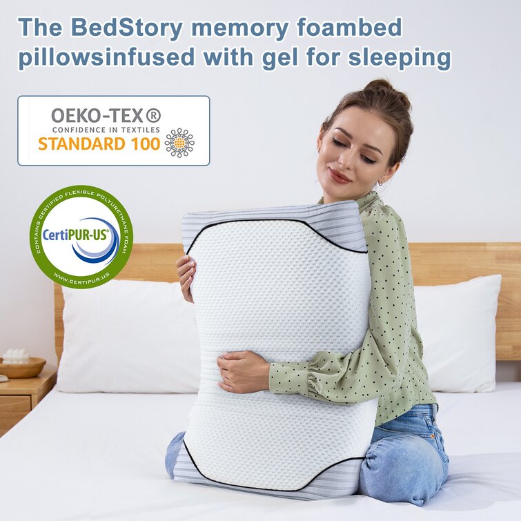 BedStory Pillow Gel Memory Foam Orthopedic Tencel Cover OEKO-TEX Pain Relief 