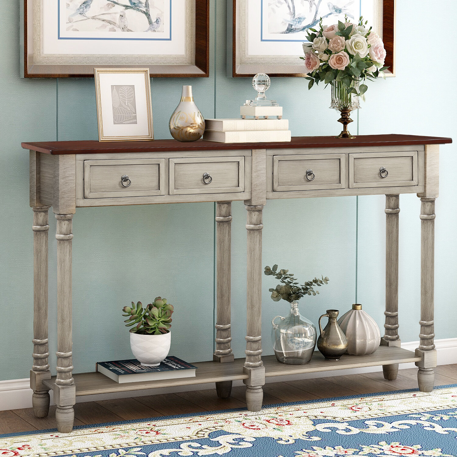 Details about   Console Table Hall table Side Table 3 Drawers Entryway Desk Accent Table  White 