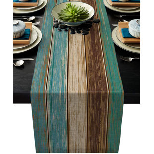 Rustic Farmhouse Style Natural Burlap Table Runner with St Patrick's Day Green Ruffles