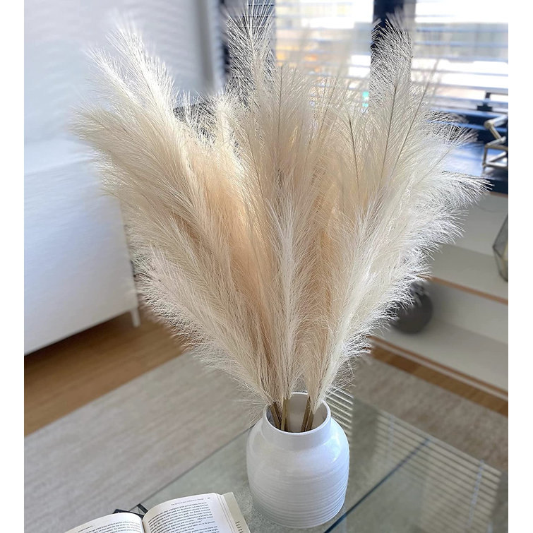 Primrue Faux Pampas Grass, Set Of 3 Tall 43" 110 Cm, Large Fluffy