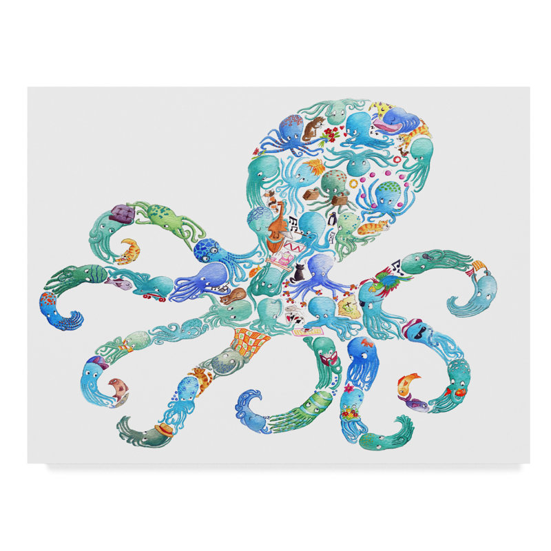 The Holiday Aisle Octopus Collage Graphic Art Print On Wrapped Canvas Wayfair Ca