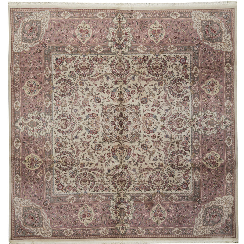 Bokara Rug Co., Inc. One-of-a-Kind Prince Quality Hand-Knotted Square 8 Wool Pink/Beige Area Rug