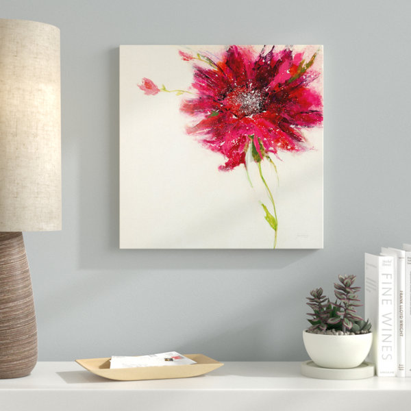 Latitude Run Pink Daisy On White Acrylic Painting Print On