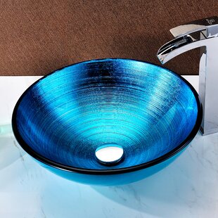 Inexpensive Anzzi Enti Glass Circular Vessel Bathroom Sink