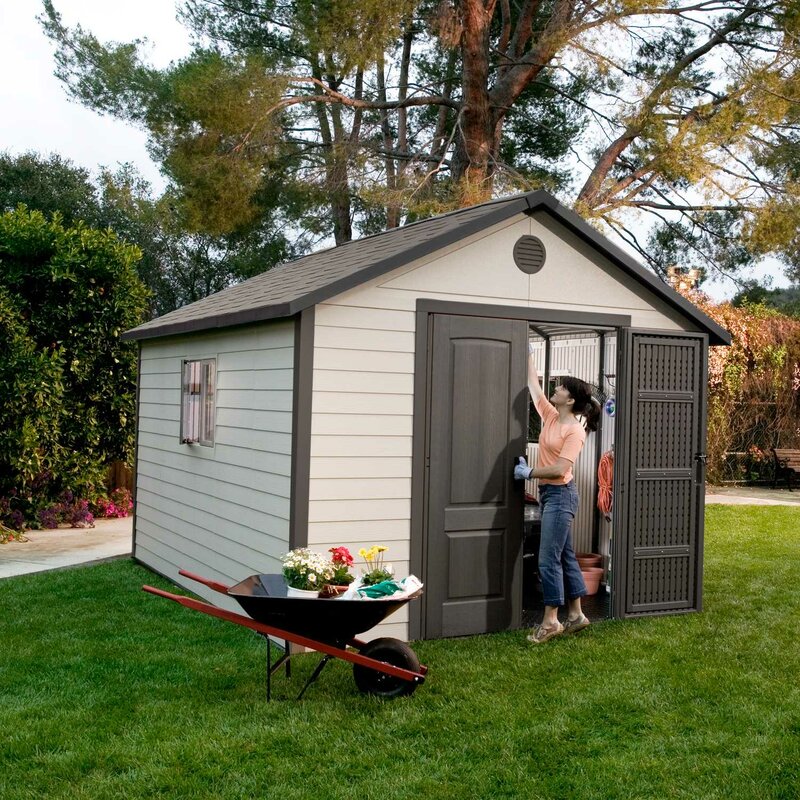 Lifetime 10 ft. 4 in. W x 12 ft. 10 in. D Plastic Storage Shed ...