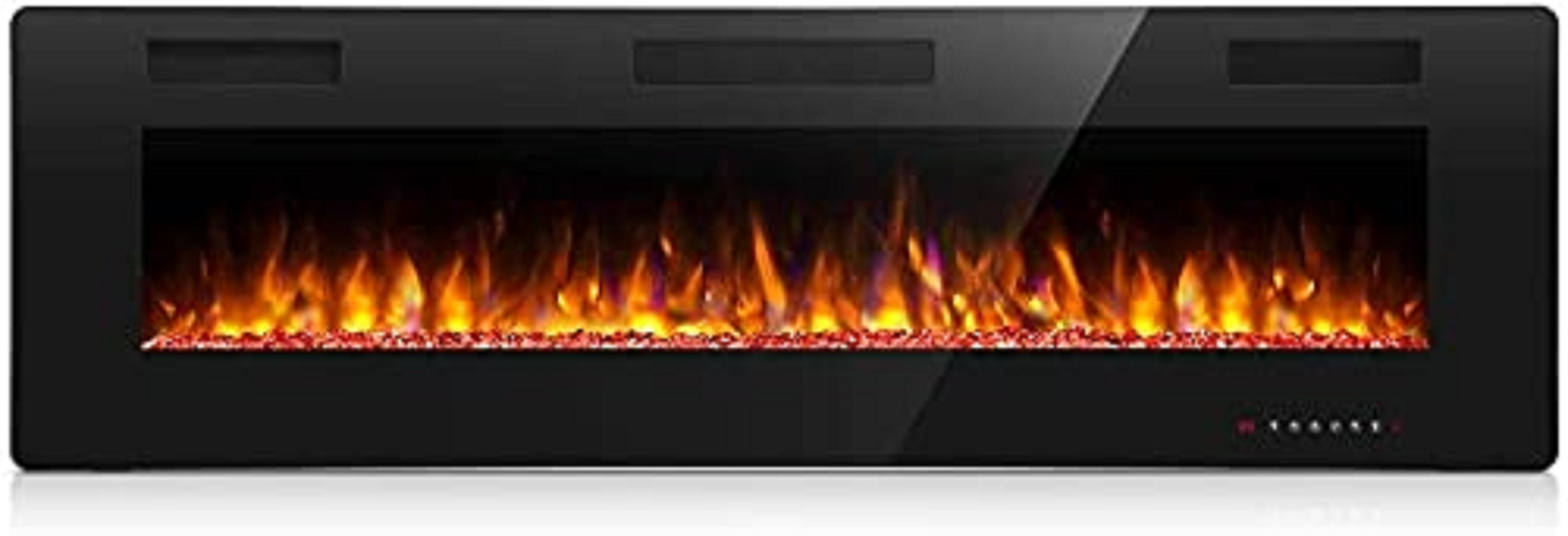 Ebern Designs Recessed & Wall Mounted Electric Fireplace, Remote