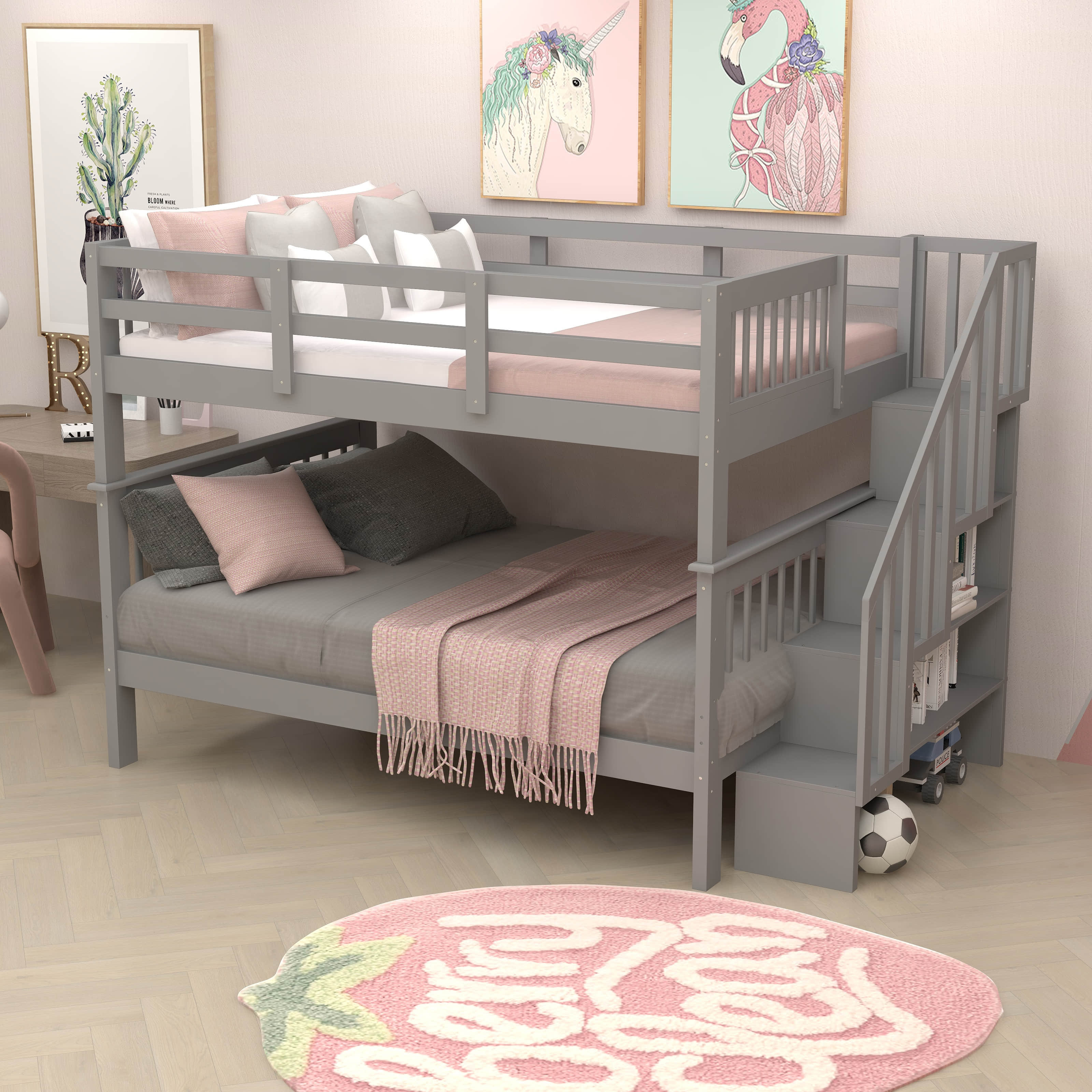 Harriet Bee Dilayla Full Over Full Standard Bunk Bed with Shelves by ...