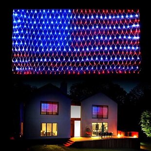 USA Flag Lights 390/420 LED American Flag Net String Light Hanging Garden Decor 