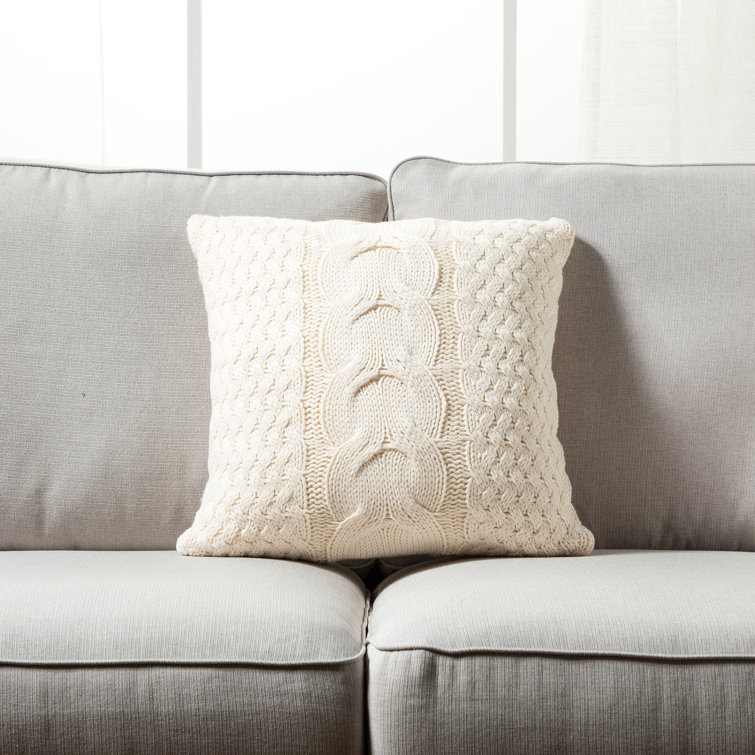 white cable knit throw pillows